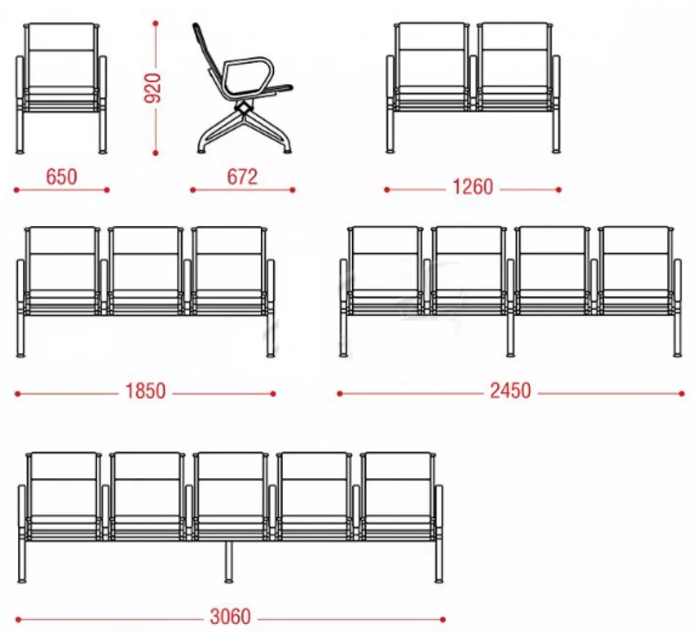 Мебель для залов ожидания 3 местная секция Мебель для залов ожидания 3 местная секция