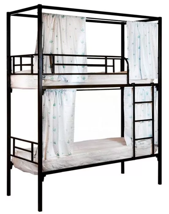 Кровать металлическая двухъярусная со шторками купить!