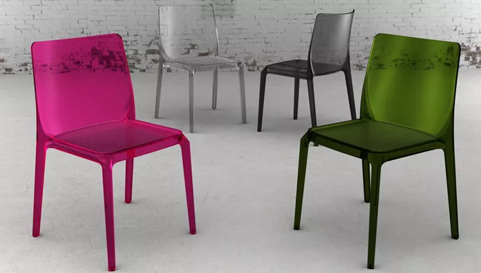 Стул пластиковый прозрачный со спинкой, зеленый Италия Стул пластиковый прозрачный со спинкой, зеленый Италия