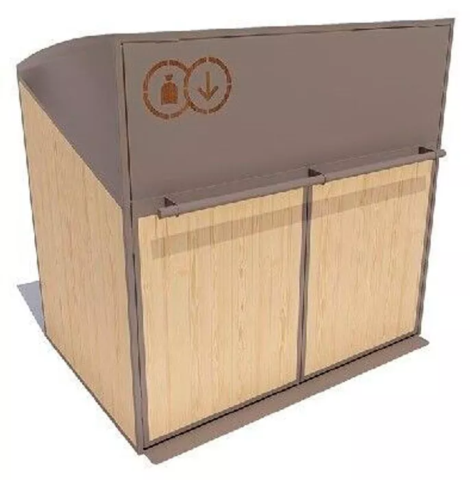 Контейнерный шкаф для ТБО из сосны и лиственницы Контейнерный шкаф для ТБО из сосны и лиственницы