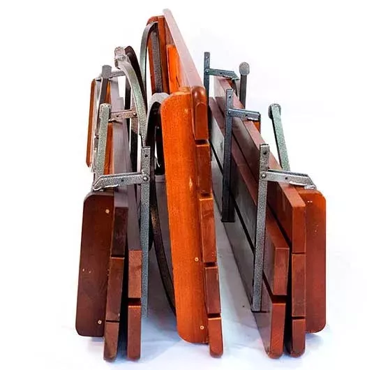 Складной комплект мебели для кафе стол со скамейками Складной комплект мебели для кафе стол со скамейками