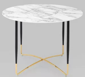 Круглый стол кухонный белый мрамор стекло купить недорого