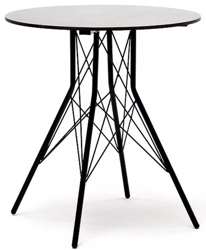 Стол круглый из HPL 70см, серый гранит/черный. Купить!