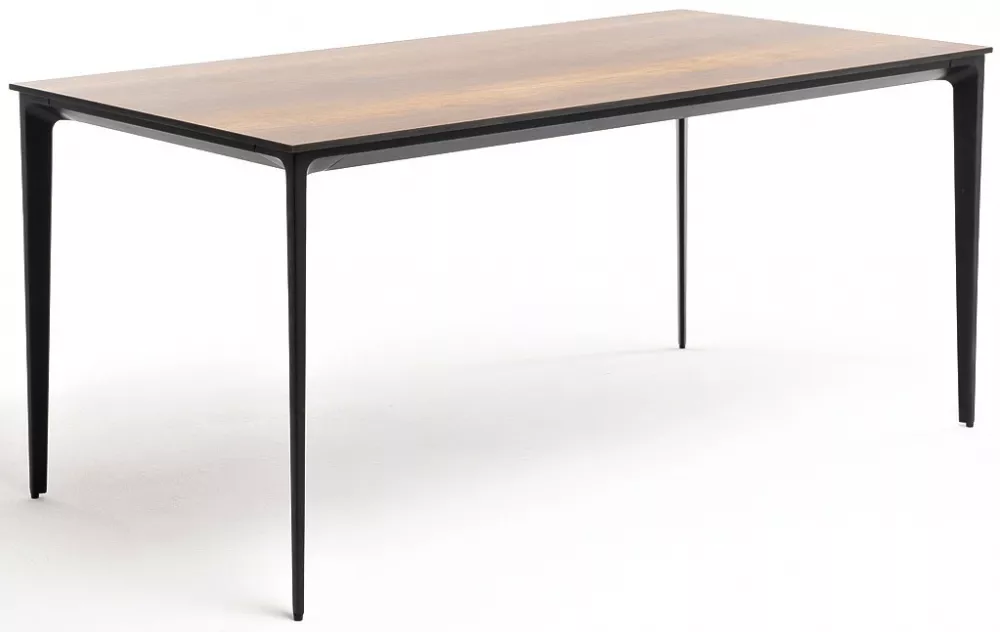 Прямоугольный обеденный стол из HPL/алюминий 160х80, дуб