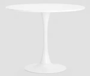 Обеденный стол для кафе круглый 90 см, белый на одной ножке