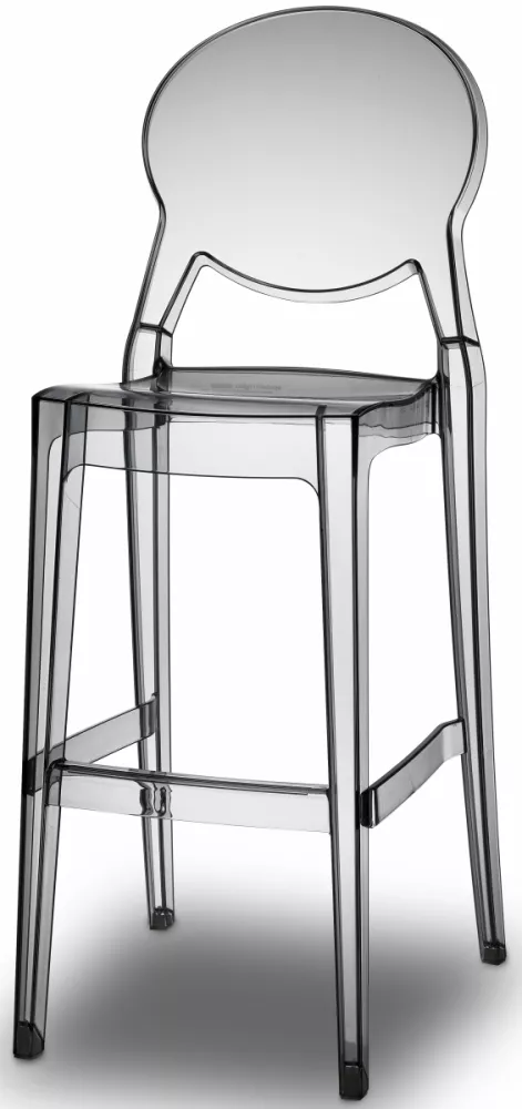 Прозрачный стул барный из пластика со спинкой Италия, серый
