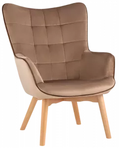 Кресло мягкое оливковый с высокой спинкой и подлокотниками