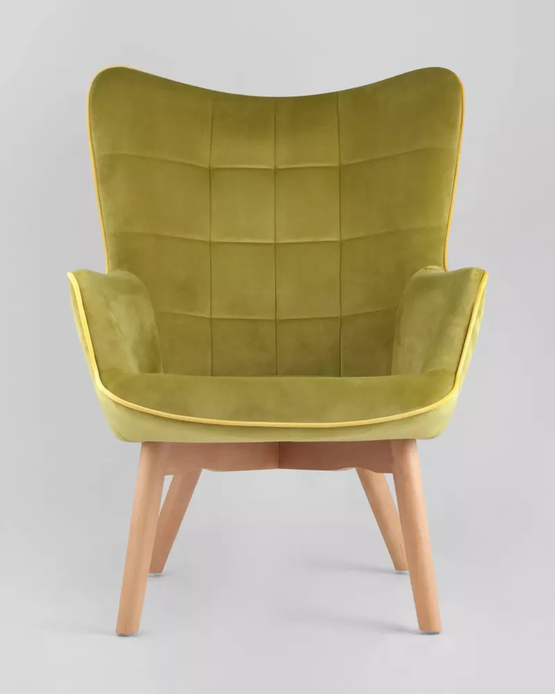 Кресло мягкое оливковый с высокой спинкой и подлокотниками Кресло мягкое оливковый с высокой спинкой и подлокотниками