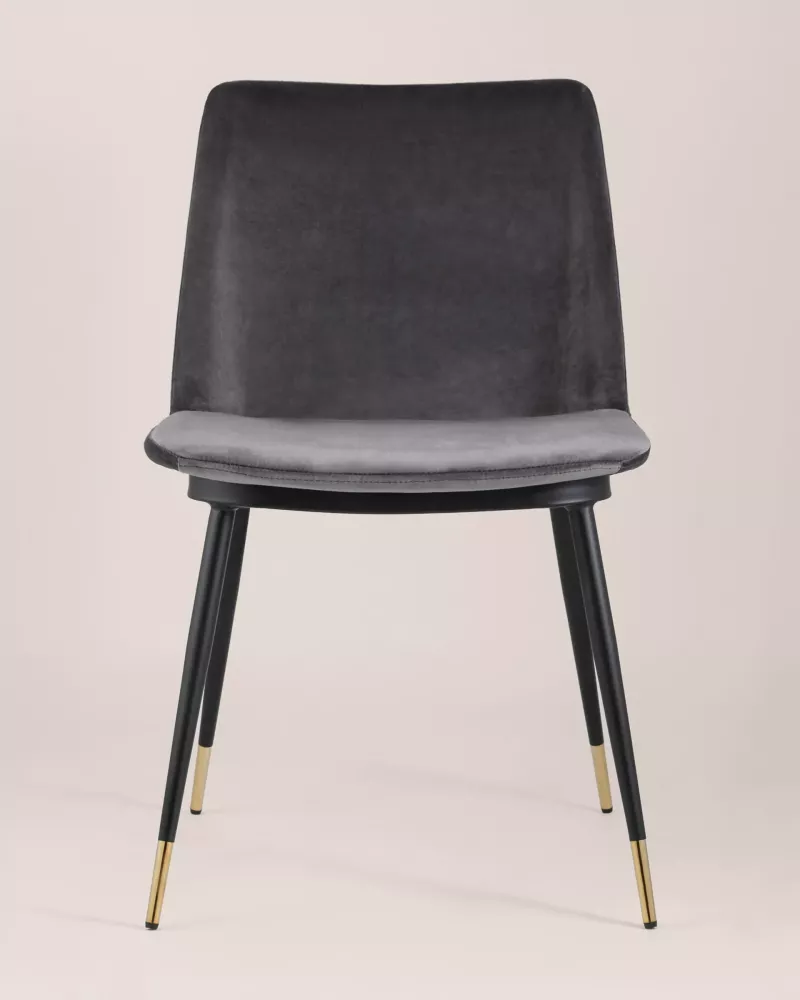 Мягкие обеденные стулья на металлокаркасе велюр темно-серый Мягкие обеденные стулья на металлокаркасе велюр темно-серый