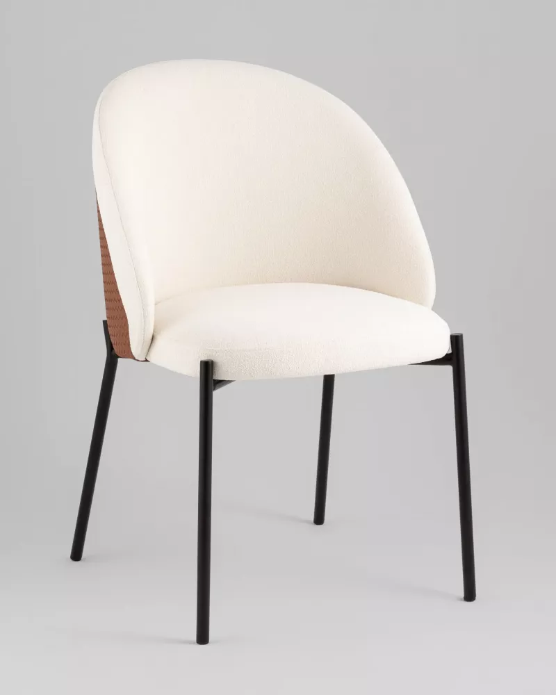 Стул обеденный бежевый с коричневой экокожей ножки металл Стул обеденный бежевый с коричневой экокожей ножки металл