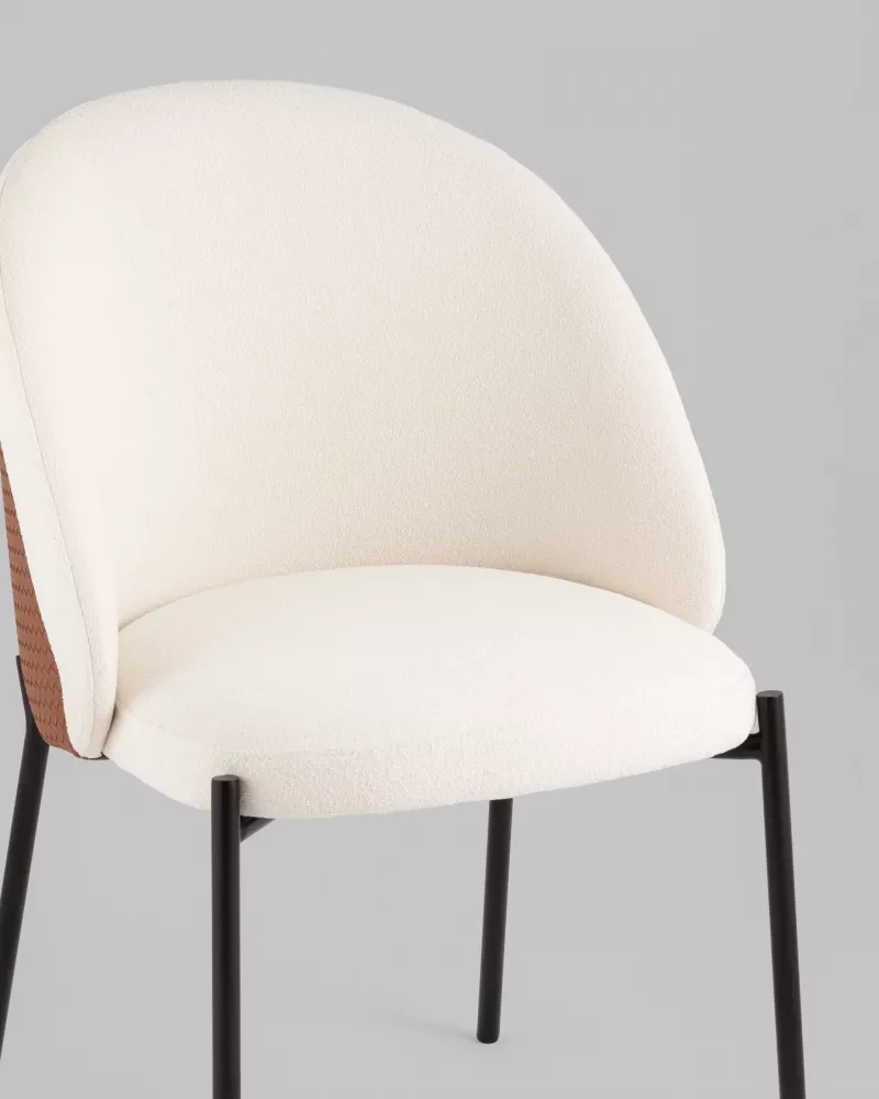 Стул обеденный бежевый с коричневой экокожей ножки металл Стул обеденный бежевый с коричневой экокожей ножки металл