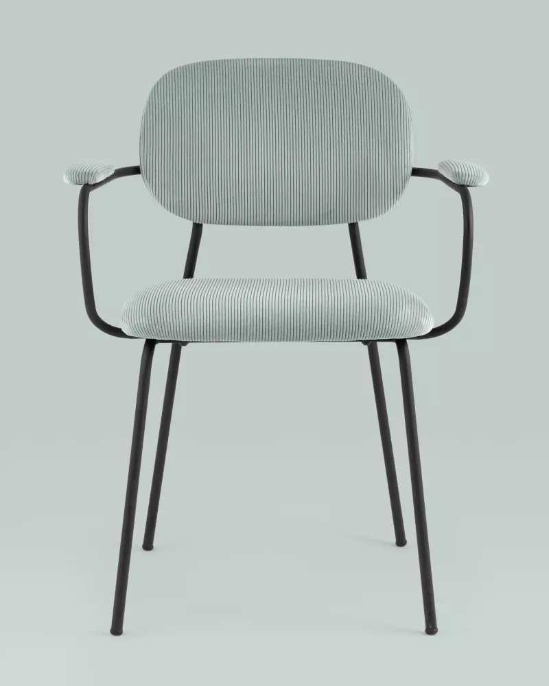 Стул серо-голубой полумягкий на металлическом каркасе Стул серо-голубой полумягкий на металлическом каркасе