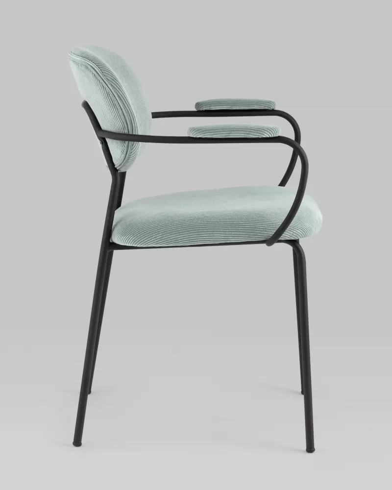 Стул серо-голубой полумягкий на металлическом каркасе Стул серо-голубой полумягкий на металлическом каркасе