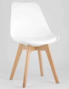 Пластиковый стул с деревянными ножками, белый купить