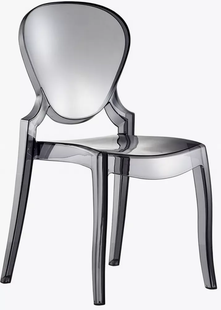 Прозрачный пластиковый стул со спинкой Италия серый