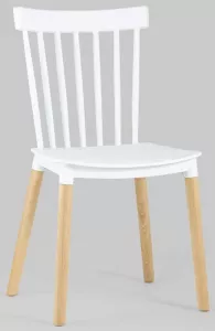 Современные пластиковые стулья для кафе с ножками из бука, белые