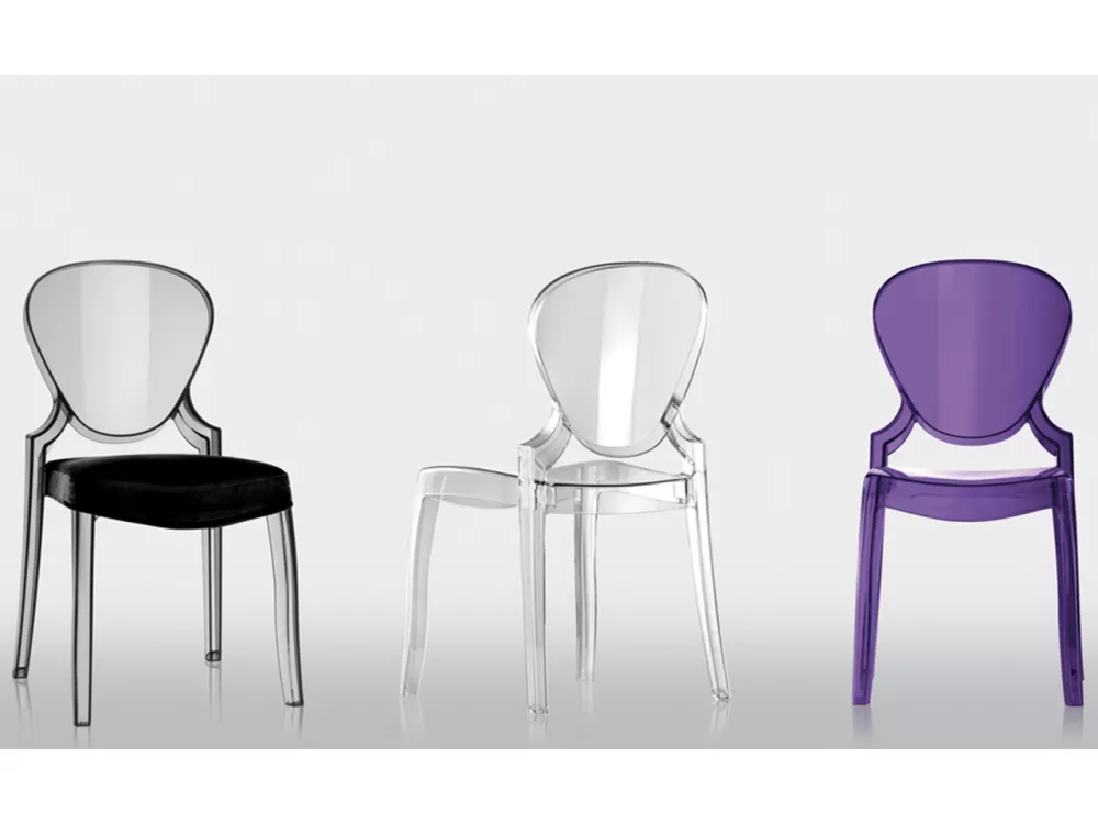 Стул пластиковый прозрачный со спинкой, фиолетовый Италия Стул пластиковый прозрачный со спинкой, фиолетовый Италия