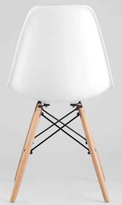 Пластиковый стул для кафе с деревянными ножками, белый