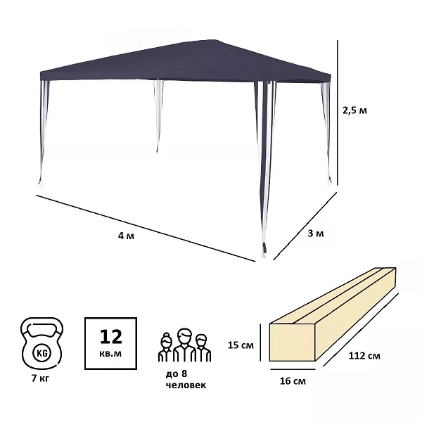 Тент садовый 3х4 полиэстер, синий Тент садовый 3х4 полиэстер, синий