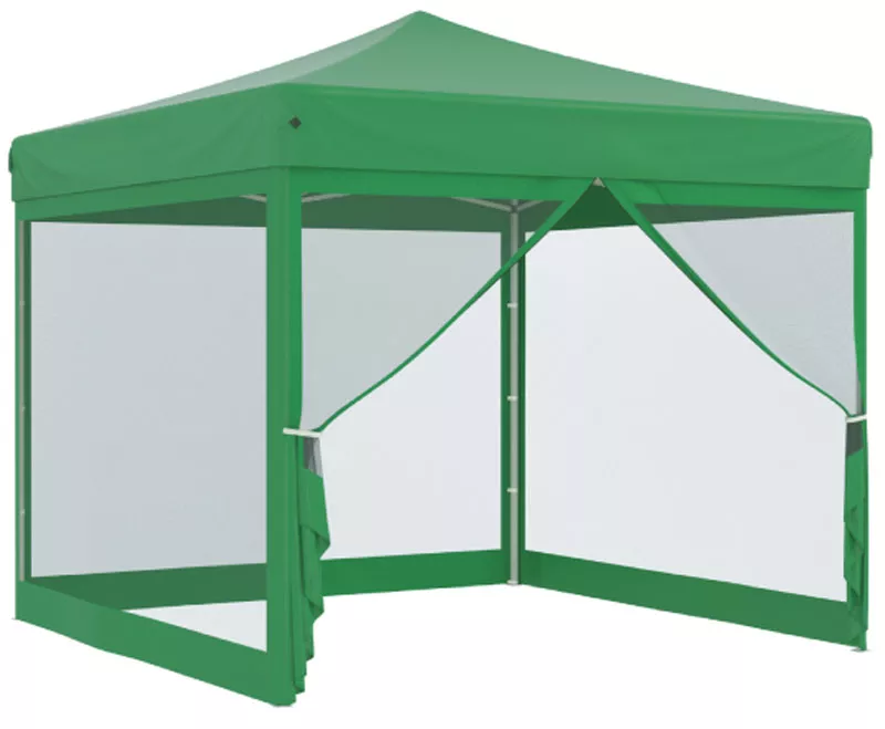 Тент-шатер 3x3 зеленый полиэстер быстросборный