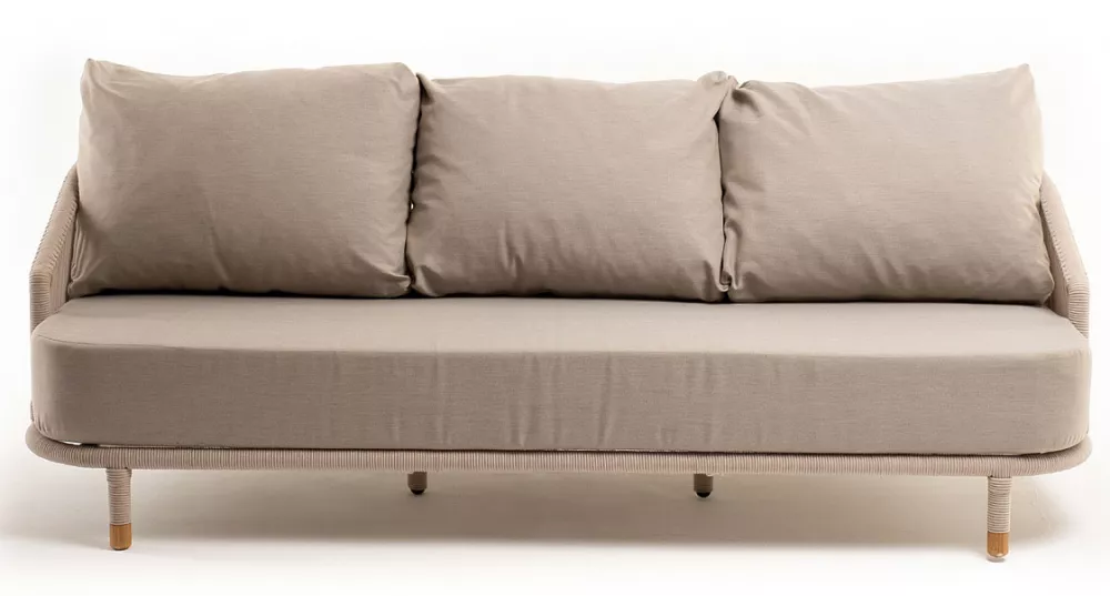 Бежевый диван 3-х местный из роуп для дачи и террасы Бежевый диван 3-х местный из роуп для дачи и террасы