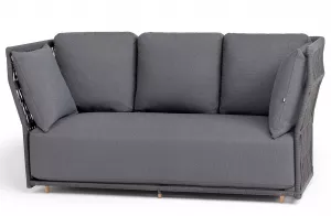 Купить диван 3-местный плетеный из роупа, темно-серый круглый