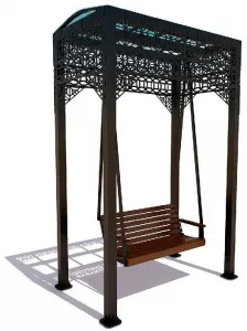 Качели уличные деревянные с крышей