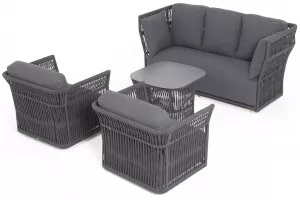 Стильный комплект плетеной мебели из роуп для отдыха, серый