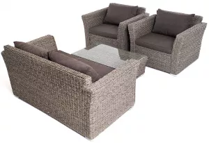 Дачная лаунж-зона из искусственного ротанга, цвет серый