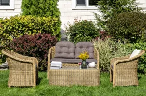 Лаунж-зона 5-местная мебель плетеная из роуп, темно-серый