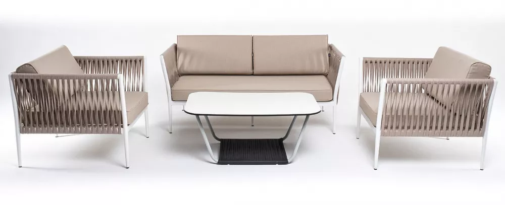 Мебель плетеная из роупа 4-местная лаунж-зона, цвет бежевый Мебель плетеная из роупа 4-местная лаунж-зона, цвет бежевый