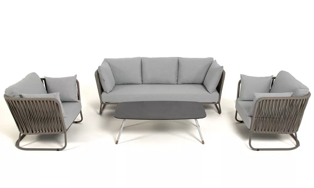 Мягкая лаунж-зона 5-местная плетеная из роупа, серо-коричневый