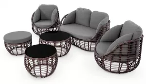 Плетеный комплект для балкона, светло-коричневый для двоих