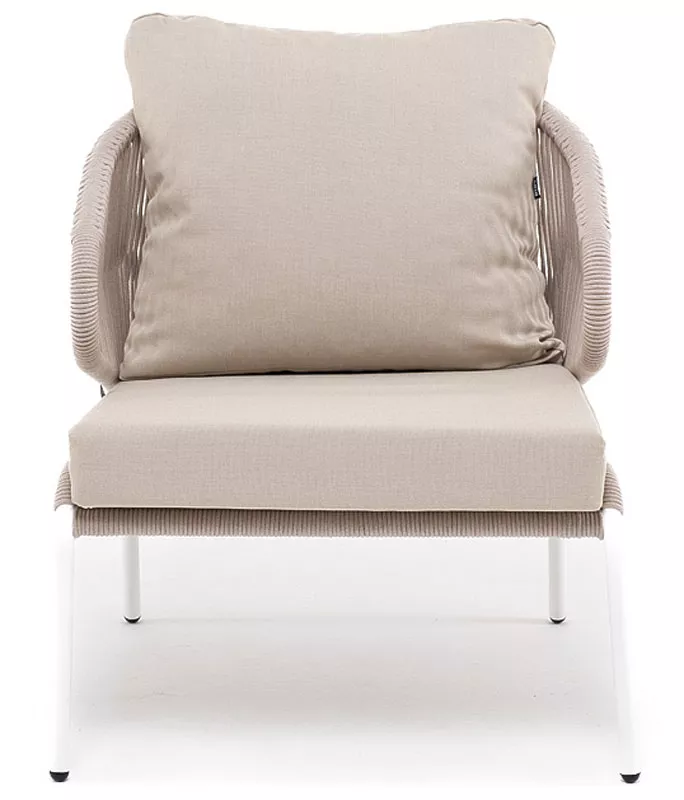 Кресло алюминиевое плетеное из роупа, бежевый круглый Кресло алюминиевое плетеное из роупа, бежевый круглый