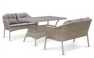 2 дивана и стол из искусственного ротанга, латте цвет