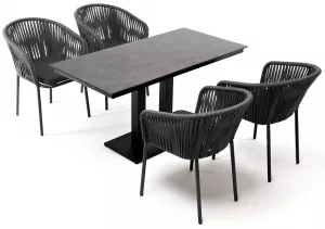 Черные наборы из искусственного ротанга для кафе на 2-х