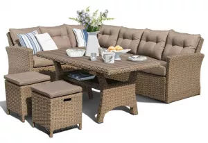 Прямоугольный стол со стульями из искусственного ротанга недорог