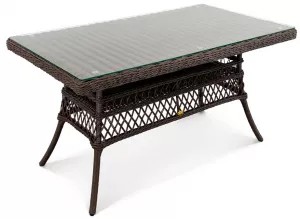 Тренд сезона! Стол из искусственного ротанга со стеклом