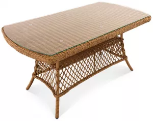 Тренд сезона! Стол из искусственного ротанга со стеклом