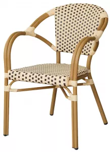 Стулья из искусственного ротанга с тиковыми подлокотниками