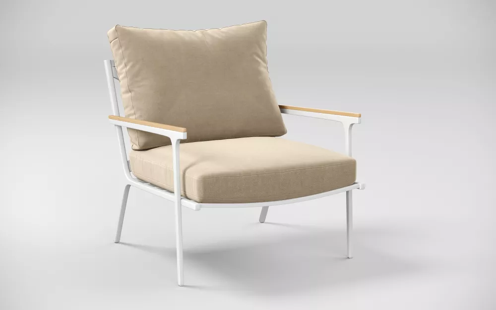 Белая мягкая лаунж зона для террасы тик/алюминий Белая мягкая лаунж зона для террасы тик/алюминий