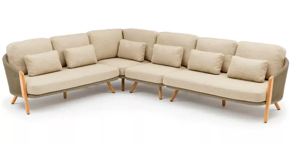 Плетеная мягкая мебель тиковая с угловым диваном Плетеная мягкая мебель тиковая с угловым диваном