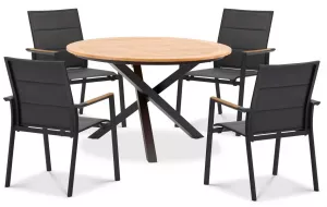 Тиковый стол со складными креслами комплект на 6-х