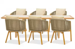 Тиковый стол со складными креслами комплект на 6-х
