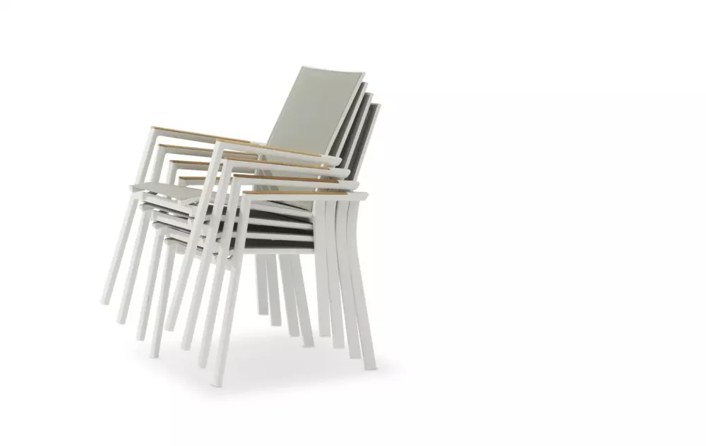 Уличный обеденный комплект алюминий/тик/текстилен Уличный обеденный комплект алюминий/тик/текстилен