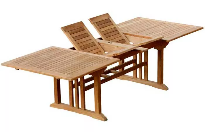 Большой прямоугольный деревянный стол из тика