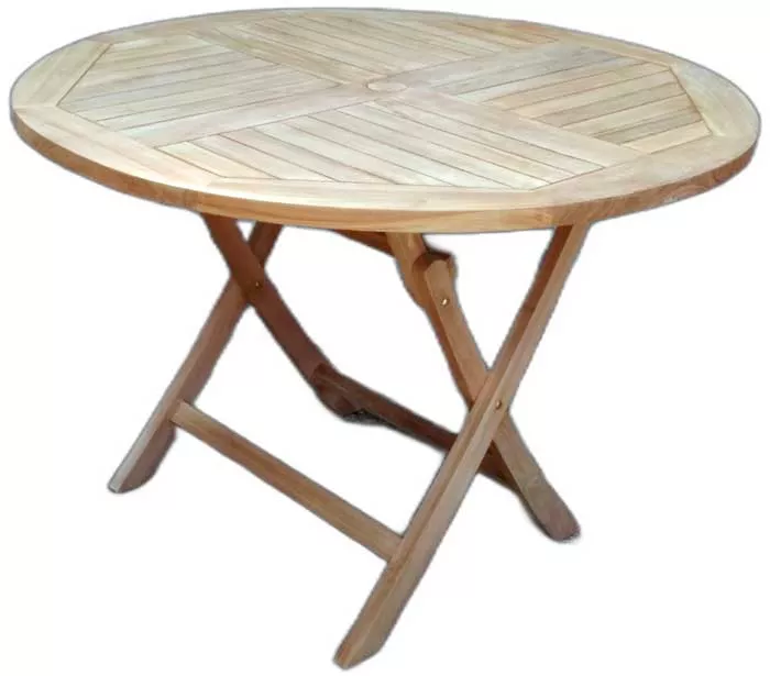 Круглый складной тиковый стол из дерева купить недорого