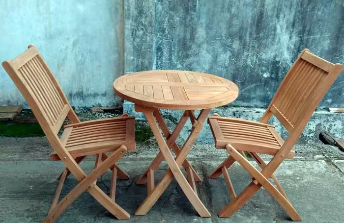 Складные уличные деревянные столы из тика 70 см купить недорого