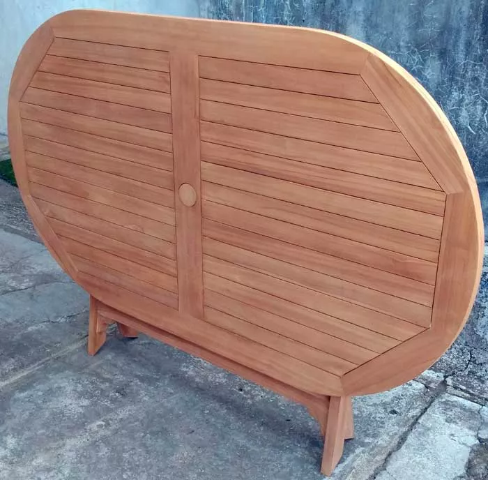 Уличный складной деревянный стол из тика овальный купить