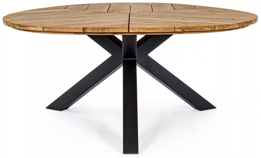 Уличный обеденный стол из тика и алюминия Уличный обеденный стол из тика и алюминия